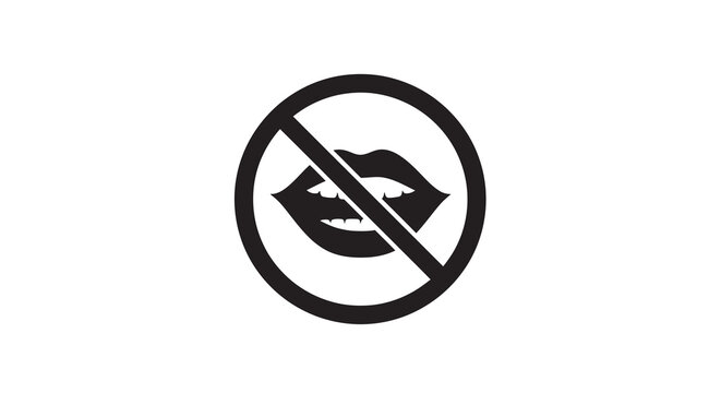 Lips prohibition sign no speaking symbol black silhouette