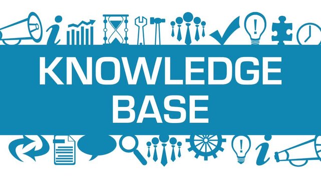 Knowledge Base Blue Business Symbols Up Down Moving Text 
