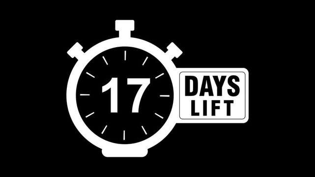 20 days count 2D animation motion graphics twenty running numbers counting days, 0 to 20 day counting, zero to 20. 4K HD video with alpha black background.