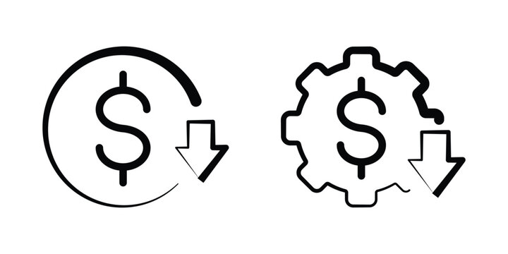 Cost reduction icons, expense management, cost savings symbol for app, website, and UI. PNG and vector with transparent background