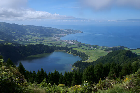 Sao Miguel Island and Ponta Delgada lake are located in the Azores.