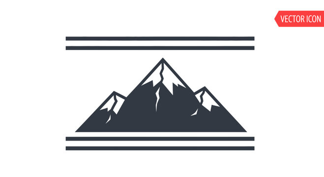 Stylized Mountain Peak Icon with Double Lines, Vector Graphic