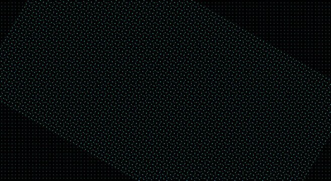 Abstract digital blue dot grid pattern moving on dark background animation