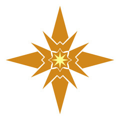 Fototapeta premium Shiny golden 3d star icon with a five point shape isolated on a bright white background as a vector sign for an award or Christmas holiday decoration