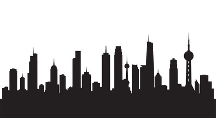 Fototapeta premium City skyline silhouette against a white background