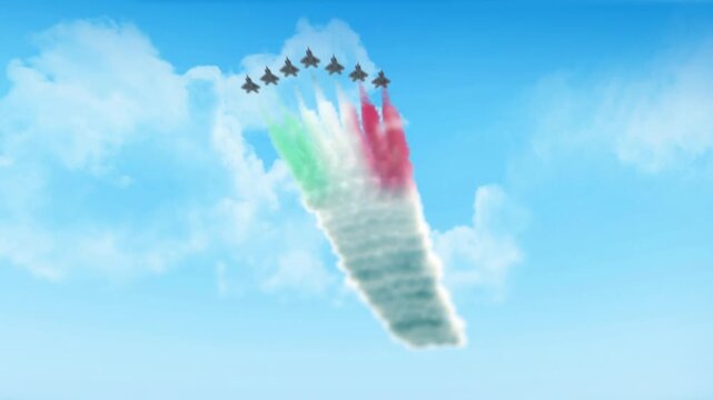 Kuwait Flag 3D Render Animation Created with Colored Smoke Trails by Aircraft