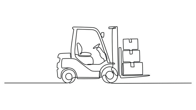 A line drawing of a forklift truck.