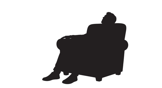 Man sitting in armchair relaxed pose black silhouette