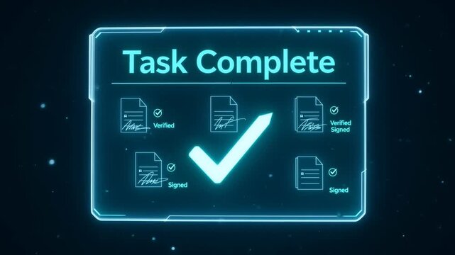 Task Complete Digital Verification and Signing Process Animation