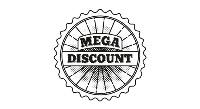 Mega Discount Stamp, Sale Badge, Special Offer Label, Vintage Style