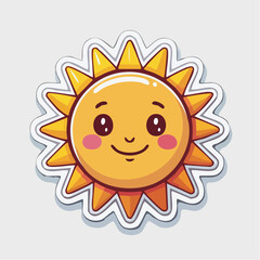 Obraz premium Cute Cartoon Sun Character with Smiling Face