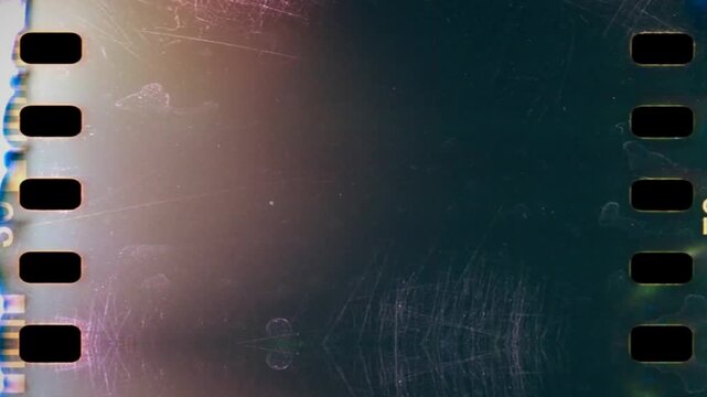 Scratched Lens Flare Overlay negative film strip on green screen chroma key background. damaged optical effect style stock footage for cinematic video editing and creative media project element