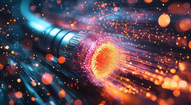 Fiber optic cable data transmission high speed network technology image
