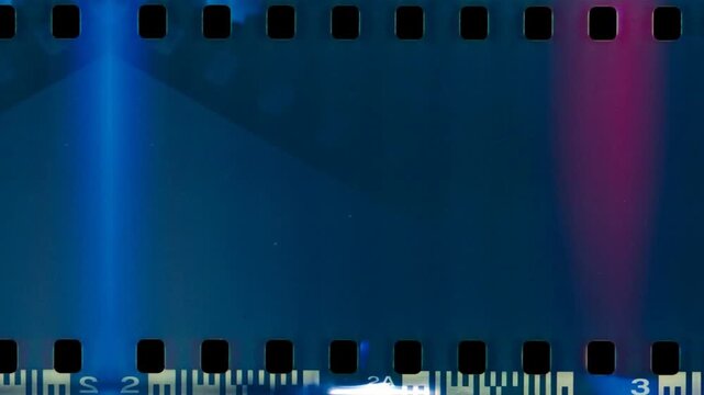 Blue Soft Light negative film strip on green screen chroma key background. smooth flare transition style stock footage for cinematic video editing and creative media projects. asset design project