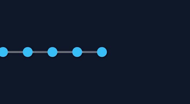 Animated blue progress dots loading bar on dark minimalist animation