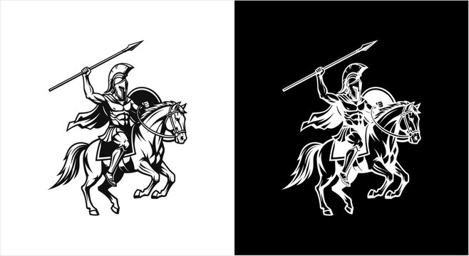 Ancient Warrior on Horseback with Spear.