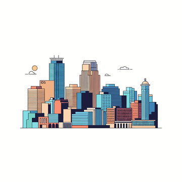 Minneapolis Skyline Flat Vector Illustration - Minimalist Geometric Art