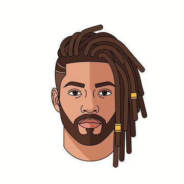 Stylish Dreadlocks Hairstyle Flat Vector Illustration - Minimalist Graphic Art
