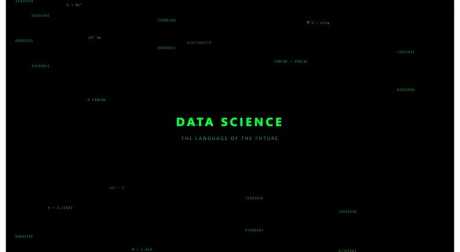Data science technology background, with floating digital, binary animation
