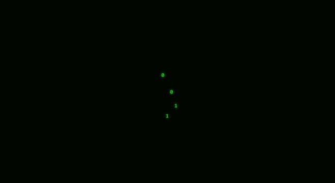 Digital binary code rain falling down abstract technology animation