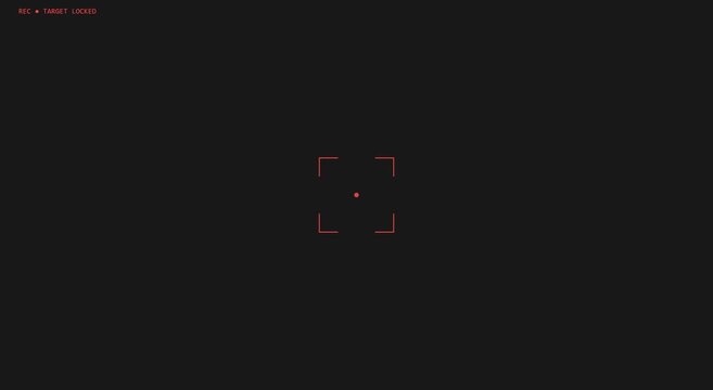 Digital camera viewfinder overlay with red target locked hud animation
