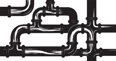 Fototapeta premium Industrial black pipes and fittings on white background