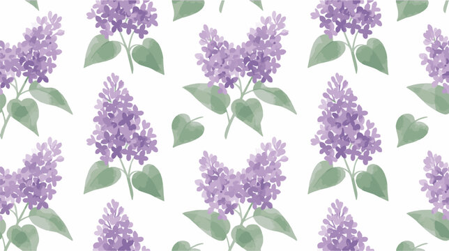 Seamless Pattern of Watercolor Lilac Flowers.
