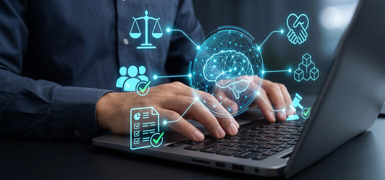 AI legal tech justice, Artificial intelligence law firm, Digital justice scale system, High tech legal research, Advanced law automation tools, Professional legal tech strategy, Smart justice system i