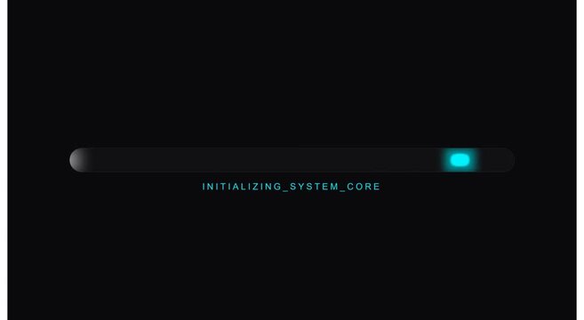 Digital system loading bar with initializing system core text animation
