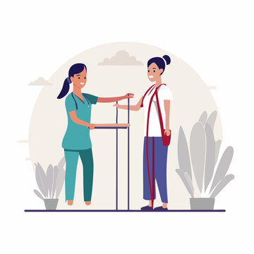Physical Therapist Assisting Patient with Rehabilitation Exercises