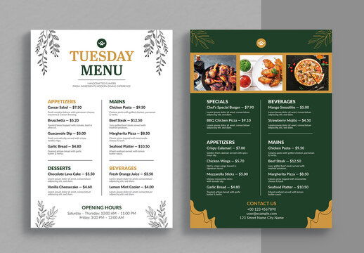 Food Menu Template Layout