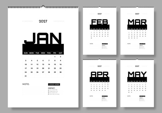 Minimal Calendar Template 2027