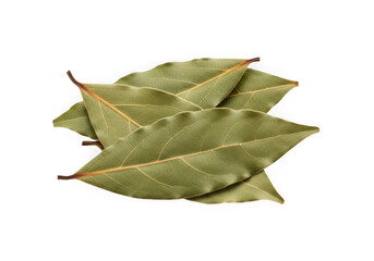 Fototapeta premium Dried bay leaves isolated on a transparent background for professional food design.