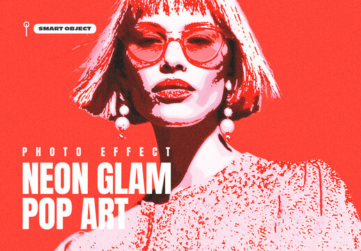 Neon Glam Pop Art Photo Effect Template