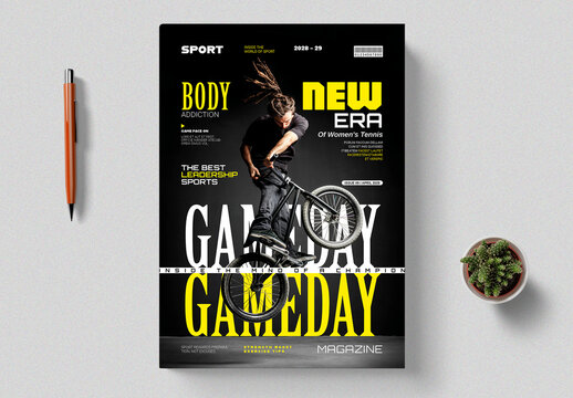 Sport Magazine Cover Layout Set Modern Theme