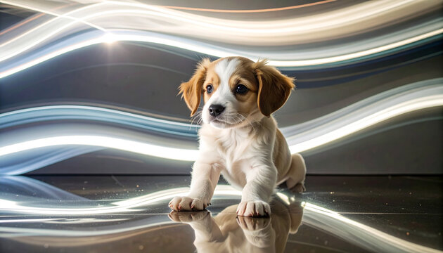 Filhote com rastros de luz