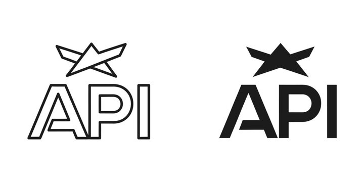 API logo icon outline and solid silhouette for technology and software development graphic design