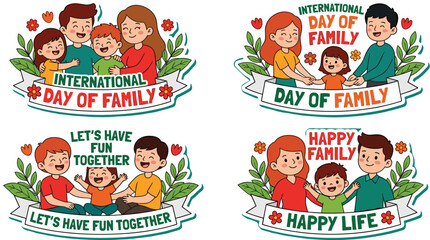 Fototapeta premium Day of Family Label Flat Cartoon Hand Drawn Templates Background Illustration stock illustration