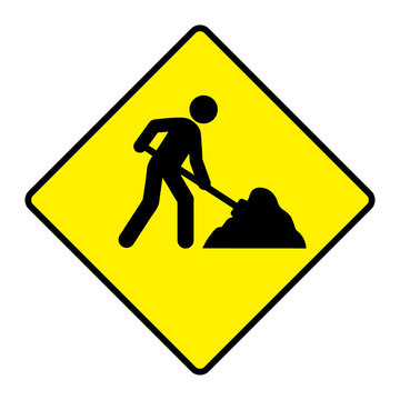 Roadwork diamond warning traffic icon, construction mpngntenance caution sign, yellow vector symbol