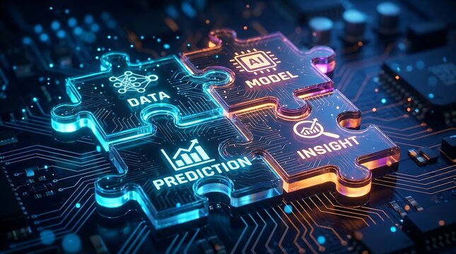 Seamless integration of AI, Data, model, Prediction, and Insight forms the core of advanced technology solutions.