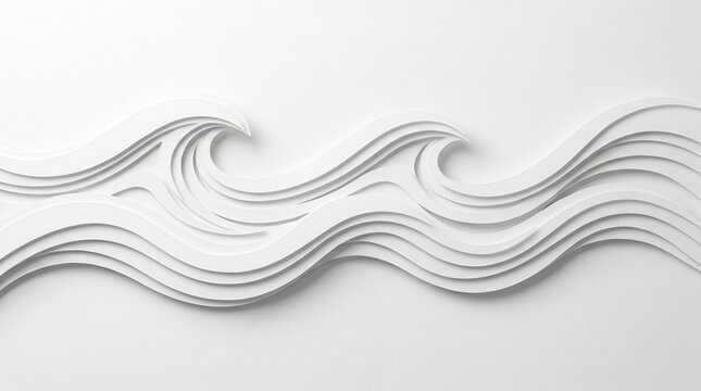 Luxury white waves background with paper-cut design