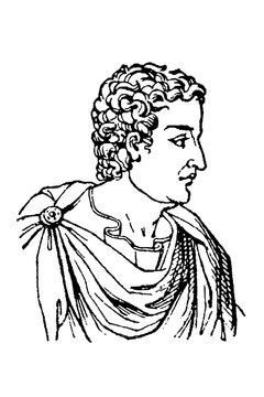 Pliny the Younger (61 &ndash; 112 CE), bearded man in a classic tunic, thoughtful expression, old vintage illustration, 1897.