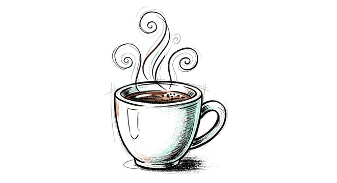 Steaming Coffee Cup, Hot Beverage, Vector Illustration isolated on White Background