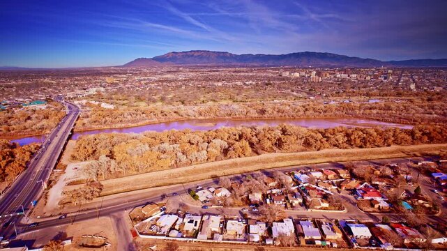 Drone perspective of sharp, craggy red rock formations
