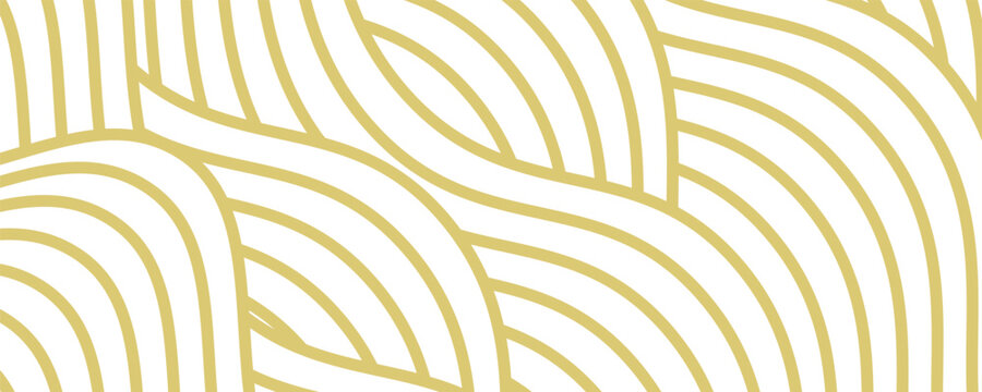 Yellow instant noodle, pasta and spaghetti texture with geometric wavy lines. Ramen, pasta vector pattern. Background abstract food illustration