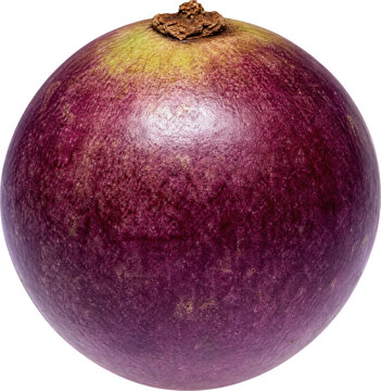 Fresh ripe purple star apple fruit isolated on transparent background
