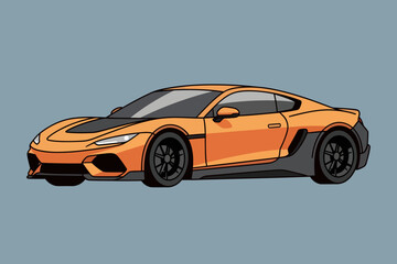Fototapeta premium Sleek orange sports car with black accents and tinted windows, captured from a side profile view