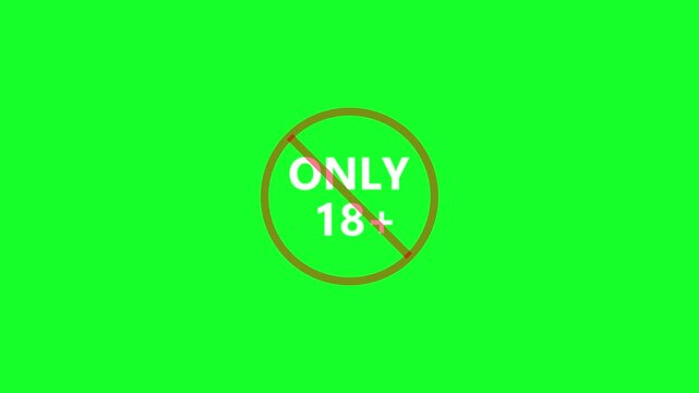 18 plus icon sign animation. 18+ Not Allowed Sign in 4K animation with alpha channel only adult content animation on transparent background