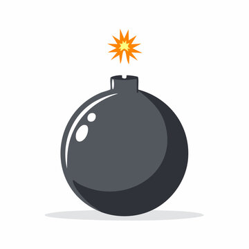 Cartoon Bomb with Burning Fuse