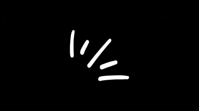 Hand-Drawn Exploding Action Lines, Pop Burst Accent, Cute Cartoon Surprise Expression, 4K Looping Video with Transparent Alpha